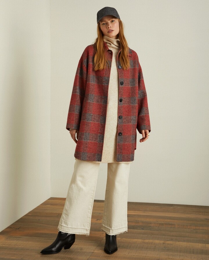 Red plaid clearance wool coat